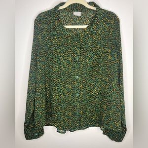 Abound Green Animal Print Button Up